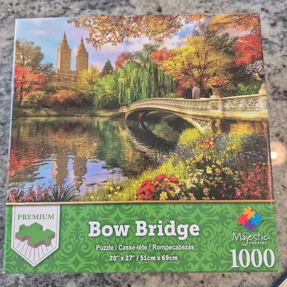 Premium Puzzles Bow Bridge Central Park 1000 pc Jigsaw Puzzle, GUC